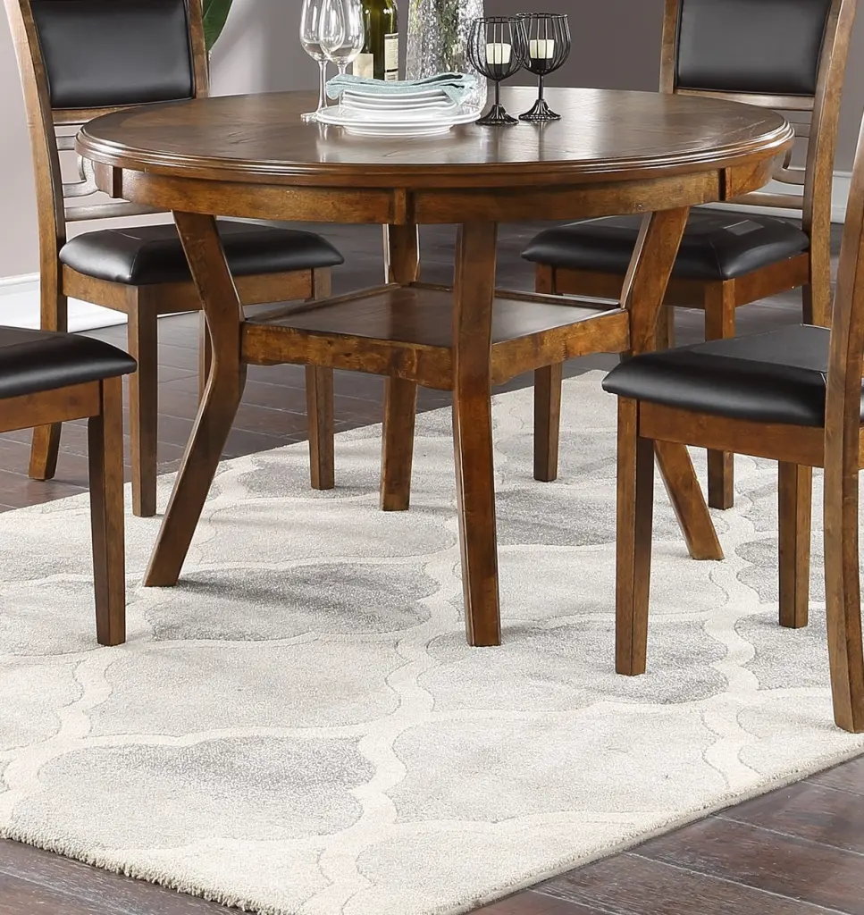 Walnut Rubber Wood MDF Round Dining Room Table 1Pc kanepe