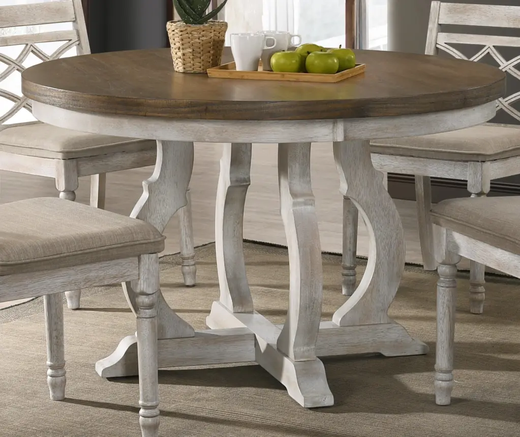 Havanna Vintage Walnut 47 Inch Wide Contemporary Round Dining Table Oval Base lilola home