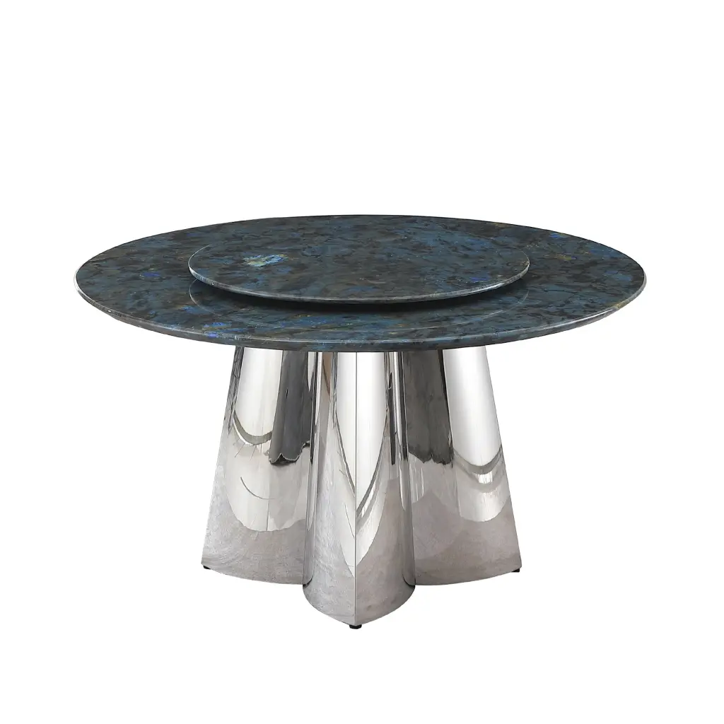 53.3 Inch Modern Sintered Stone Dining Table 31.5 Inch Round Turntable montary