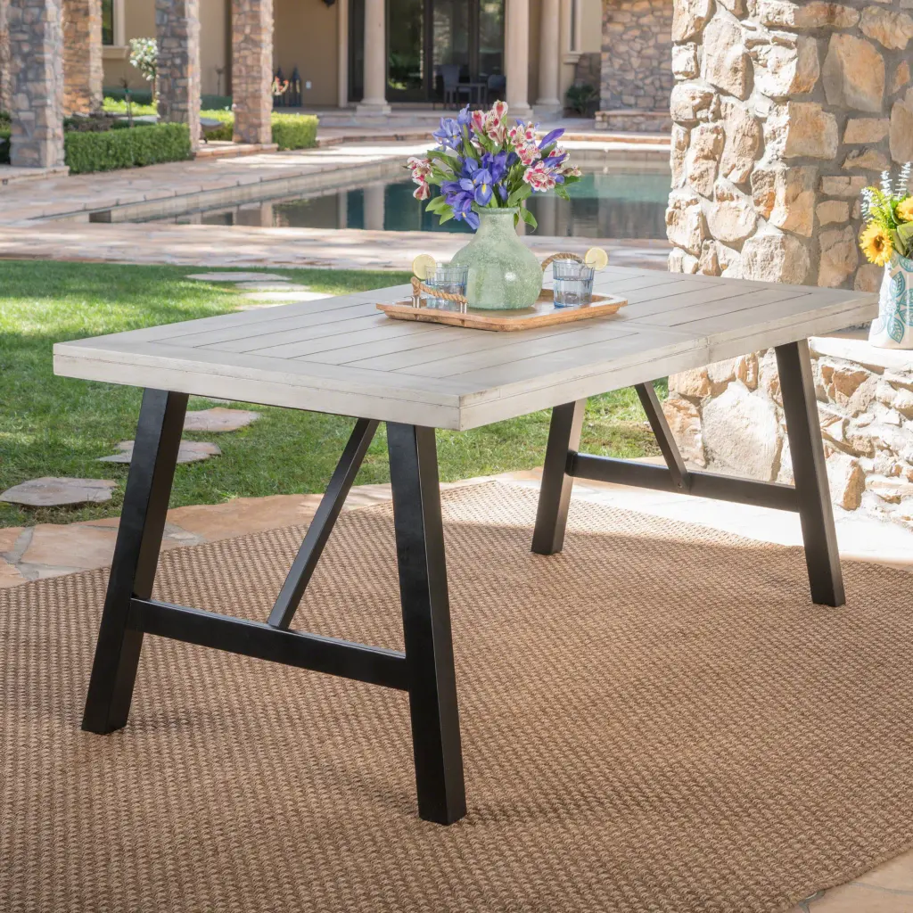 Bettina Dining Table Grey Acacia Wood Modern Design nh-gardenpara