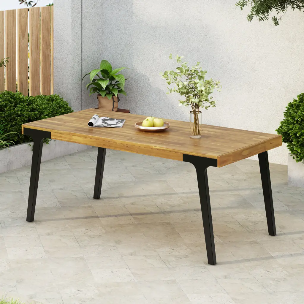 Dining Table Light Teak Wood Modern Kitchen Table nh-perfect home