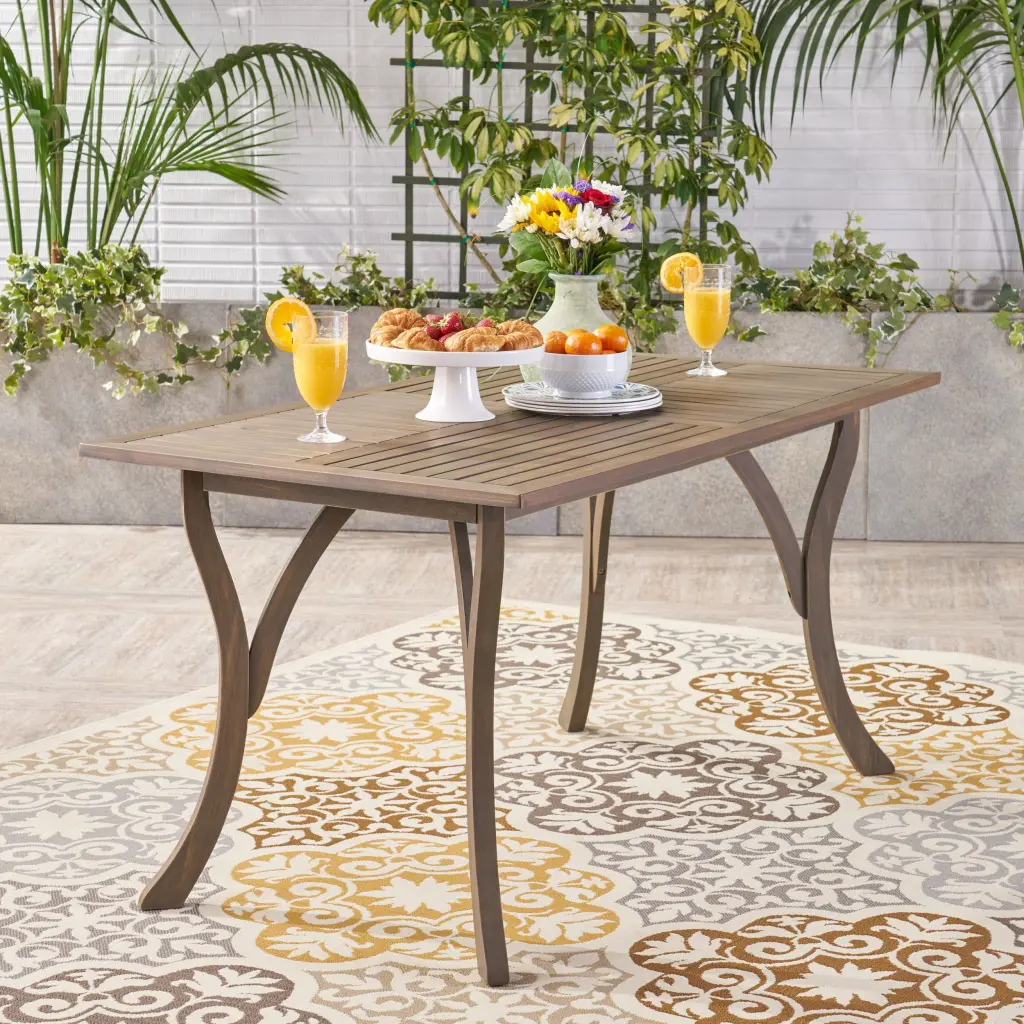 Rectangular Wood Table Grey Acacia Wood - Modern Dining Table nh-purenest
