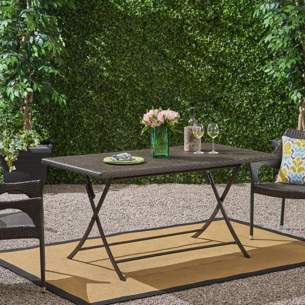 Riad Rectangle Foldable Dining Table Brown Multi Rattan nh-vivalux