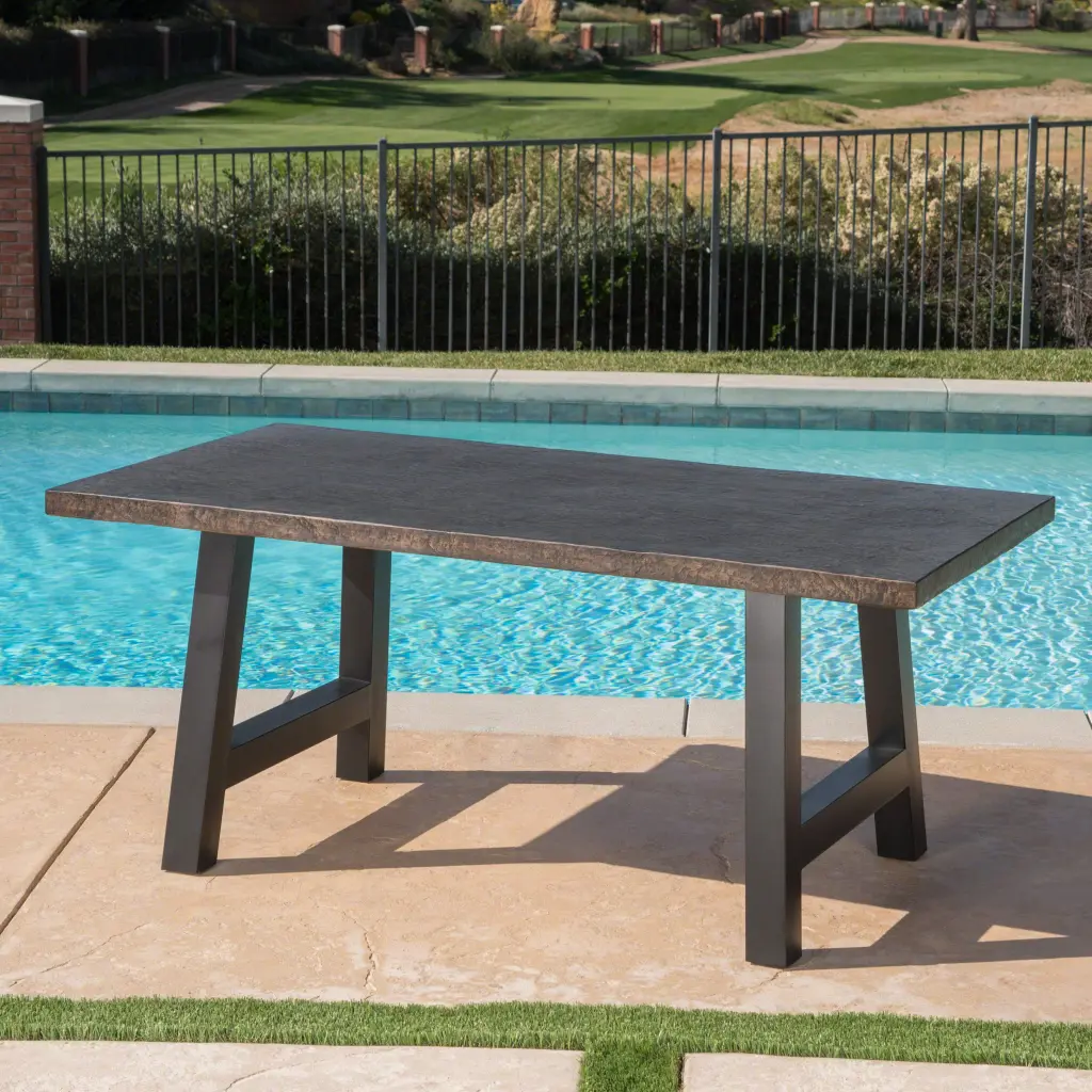 Valencia Outdoor Concrete Dining Table Leg Black Iron - Patio Garden Furniture nh-vivalux