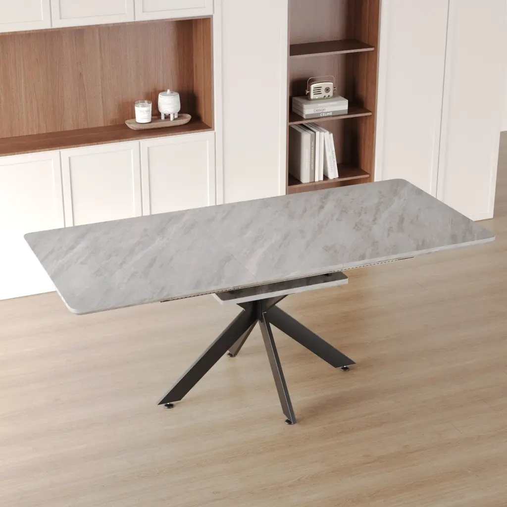 62.4 Inch Extendable 78.15 Inch Very Large Grey Dining Table Modern Mid Century nuoli furniture