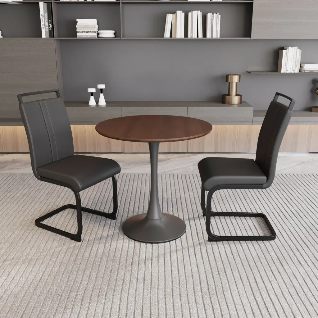 Walnut Circular Dining Table 31.5 Inch Tulip Dining Table Kitchen Dining Room Table nuoli furniture