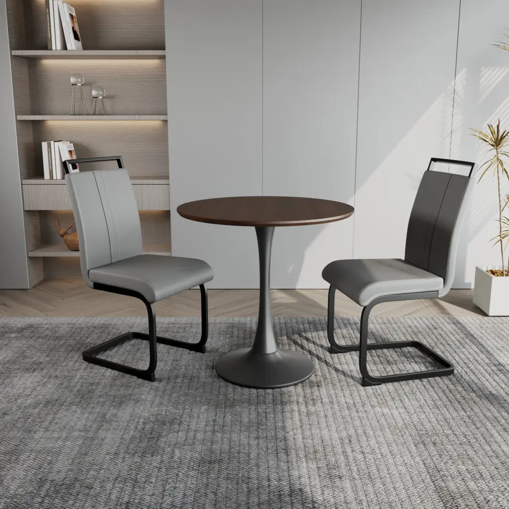 Walnut Circular Dining Table, 31.5 Tulip Dining Table, Kitchen Dining - Round Wood Table nuoli furniture
