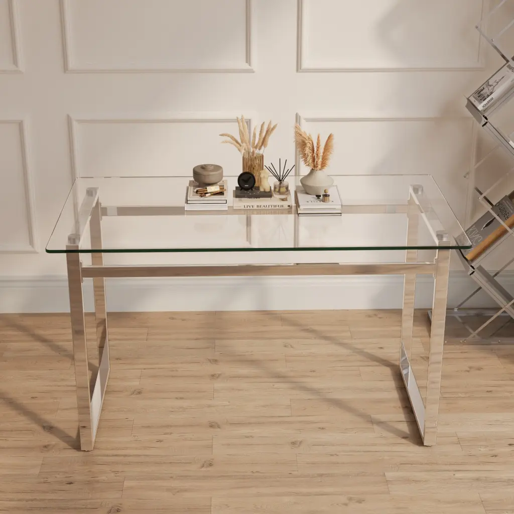 Modern Minimalist Rectangular Glass Dining Table 4 6 0.31 Inch Tempered Glass nuoli office furniture