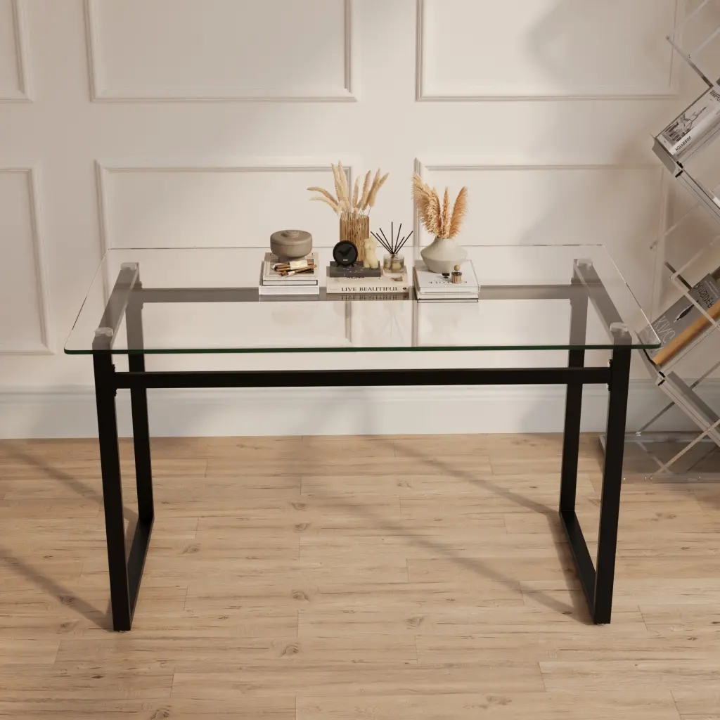 Modern Minimalist Rectangular Glass Dining Table 4-6 People 0.31" Tempered Glass nuoli office furniture