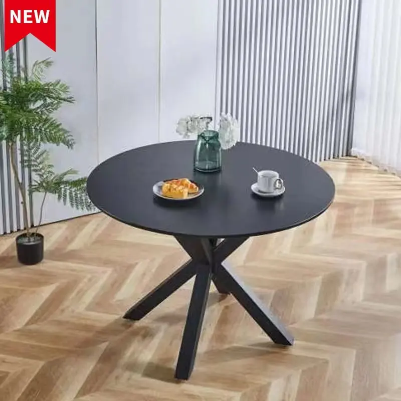 42.1 Inch Black Mid Century Dining Table 4-6 People Round Modern Design rnb