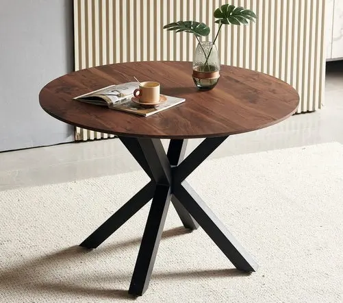 42.1 Inch Black And Wood Color Mid Century Dining Table 4-6 People rnb