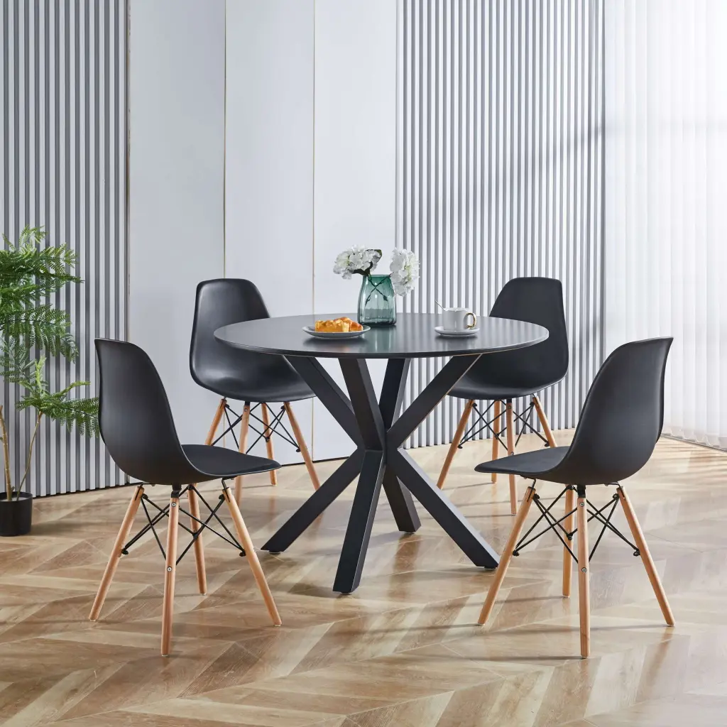 4-5 Piece Dining Set Metal Leg Mid Century Dining Table 4 rnb
