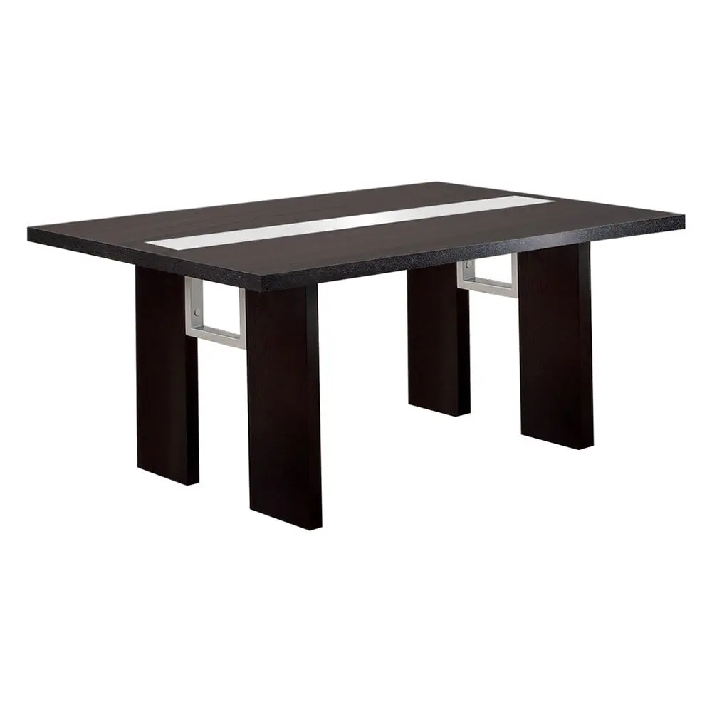 Contemporary Glass Insert Dining Table Black Wood Modern Kitchen Furniture royal hampton