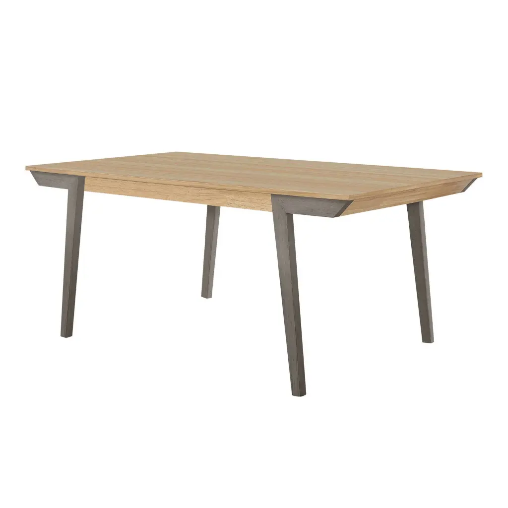 71 Inch Dining Table Natural Brown Top Farmhouse Style Gray Flared Base royal hampton