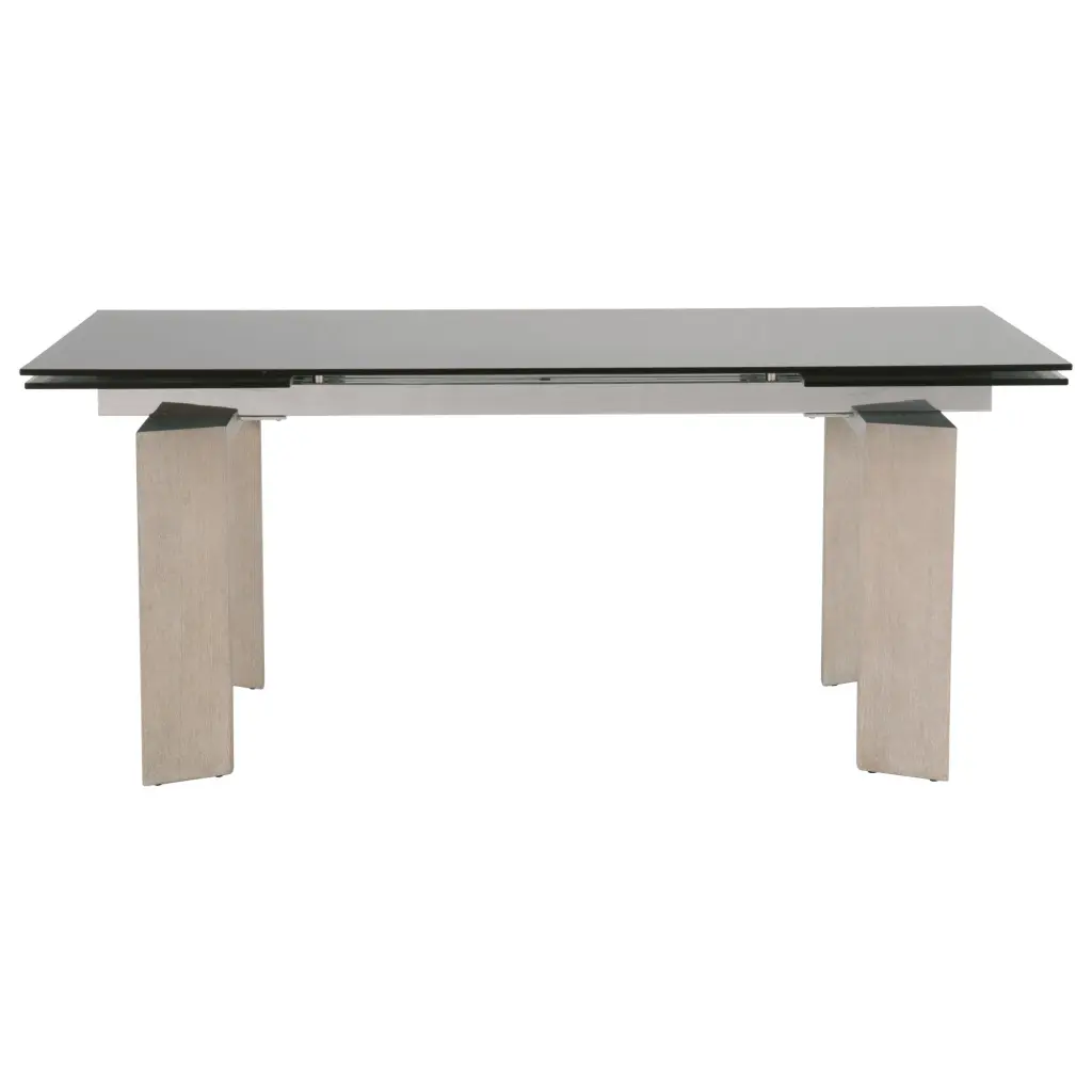 Tempered Glass Top Extendable Dining Table Double Pedestal Base Modern Design royal hampton