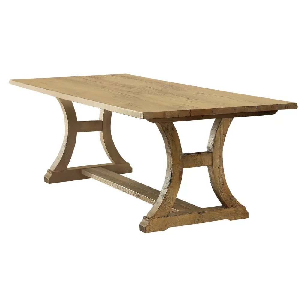 Wooden Dining Table Curved Leg Pedestal Base Brown Finish Kitchen or Dining Room royal hampton