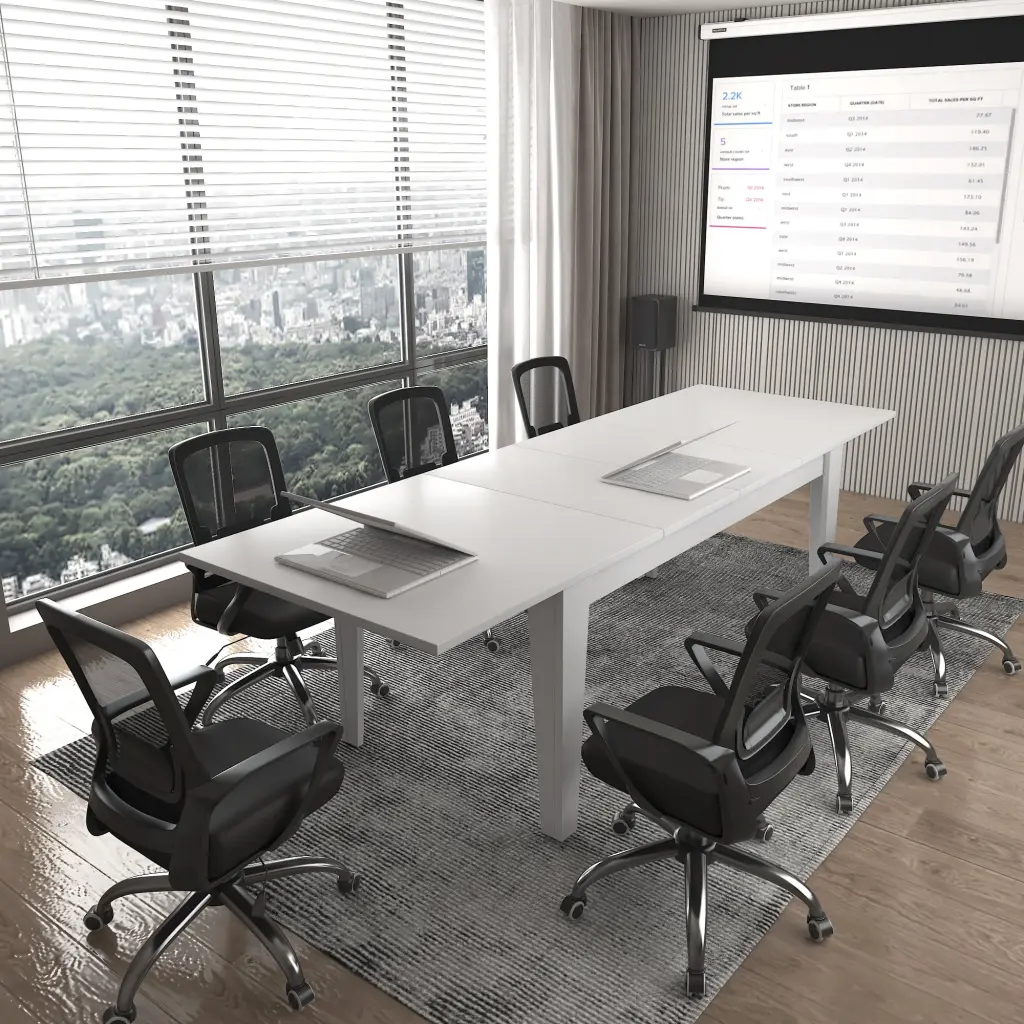 Dining Table 106.3 Large Extendable Kitchen Table White MDF shouguang simaite trade co.ltd