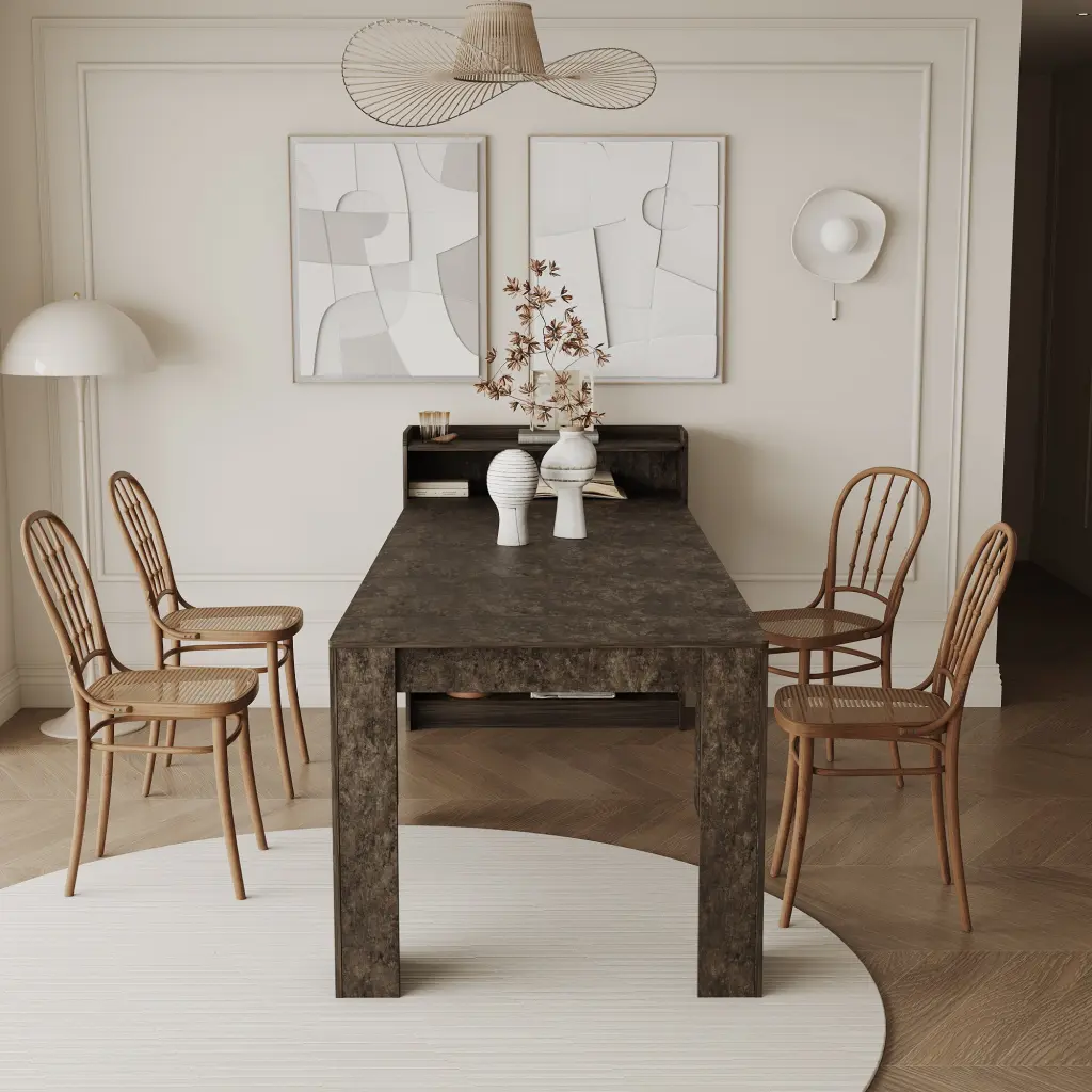 Modern Extendable Dining Table Storage Marble MDF Space Saving Design shouguang simaite trade co.ltd