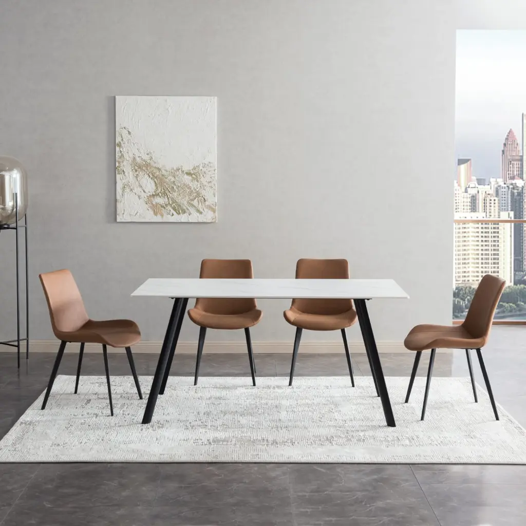 Dining Table Sintered Stone Table Top And Metal Legs Modern Kitchen t2879