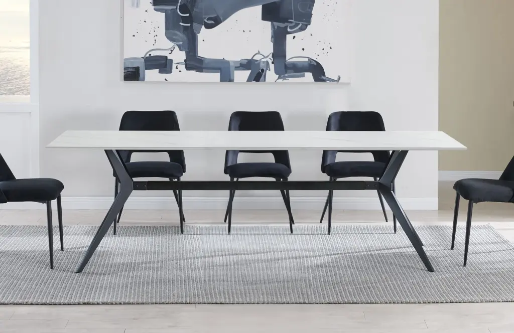 63 Inch Dining Table Sintered Stone Table Top Marble Modern Kitchen Furniture t2879