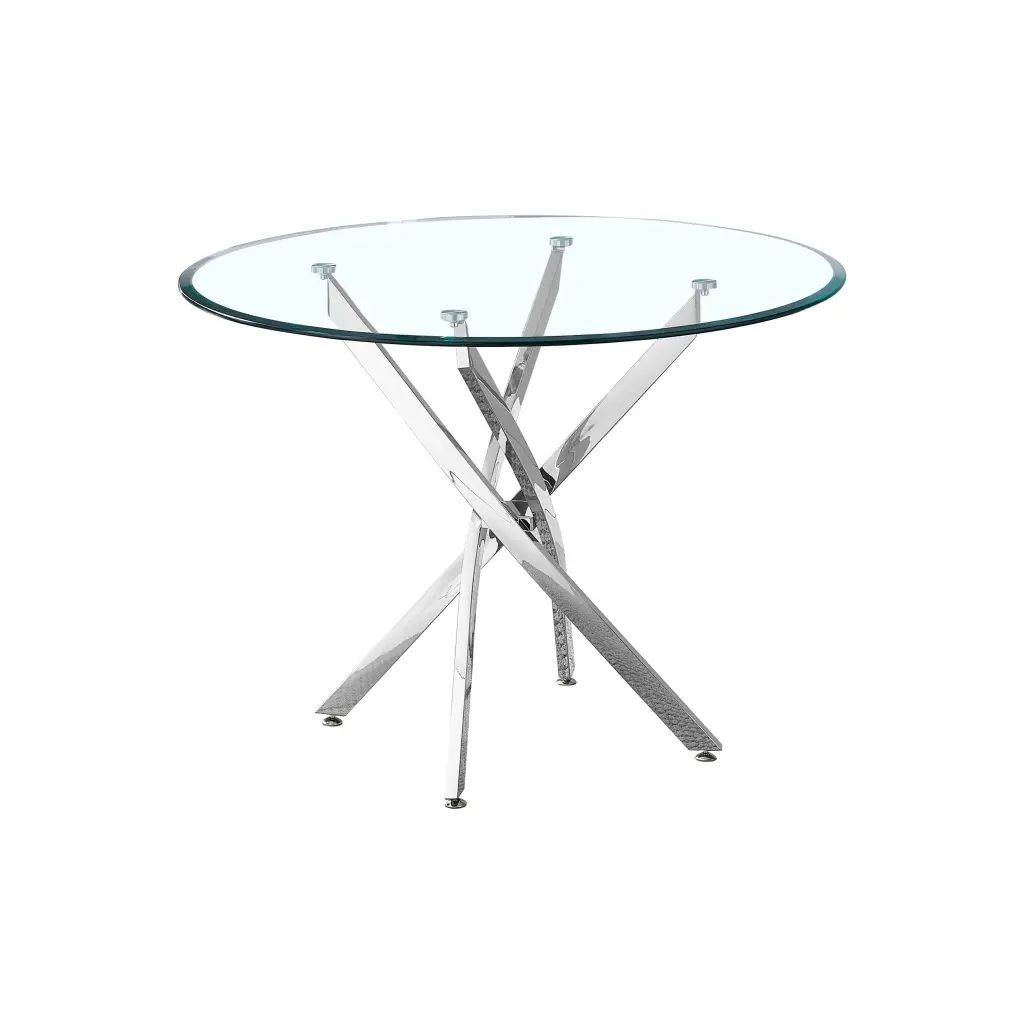 Artisan Contemporary Round Clear Dining Tempered Glass Table Chrome Base w1241 artisan furniture