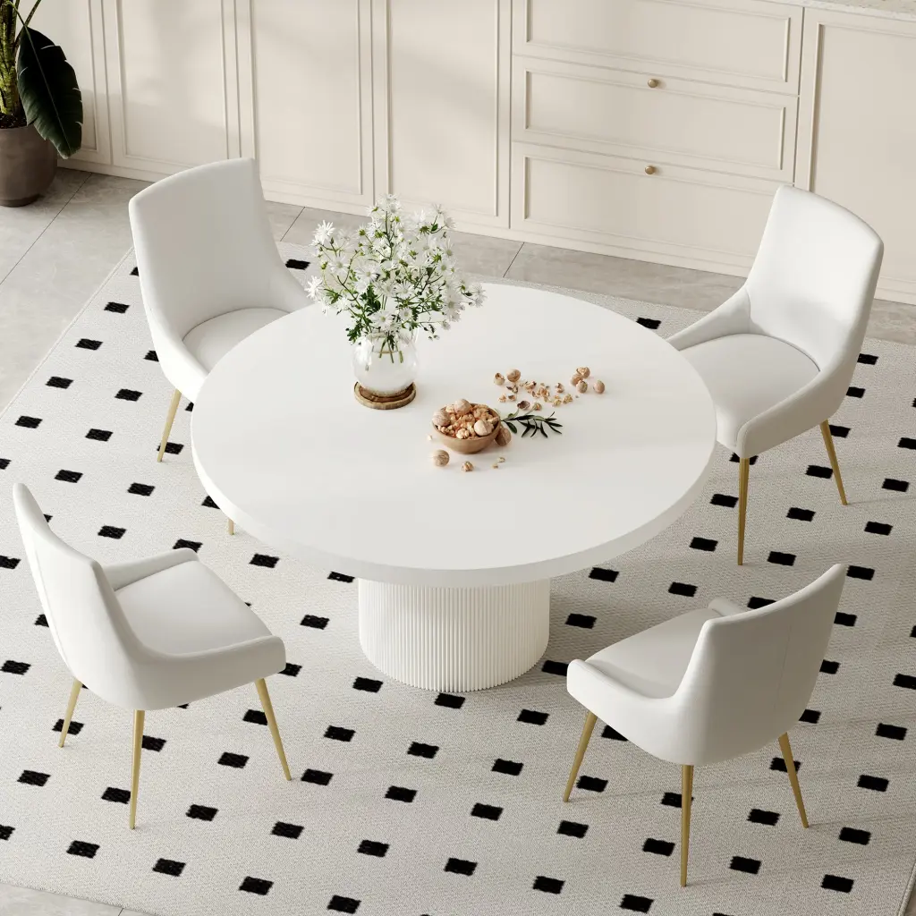 59 Inch Round White MDF Dining Table Minimalist Home Design w1241 artisan furniture