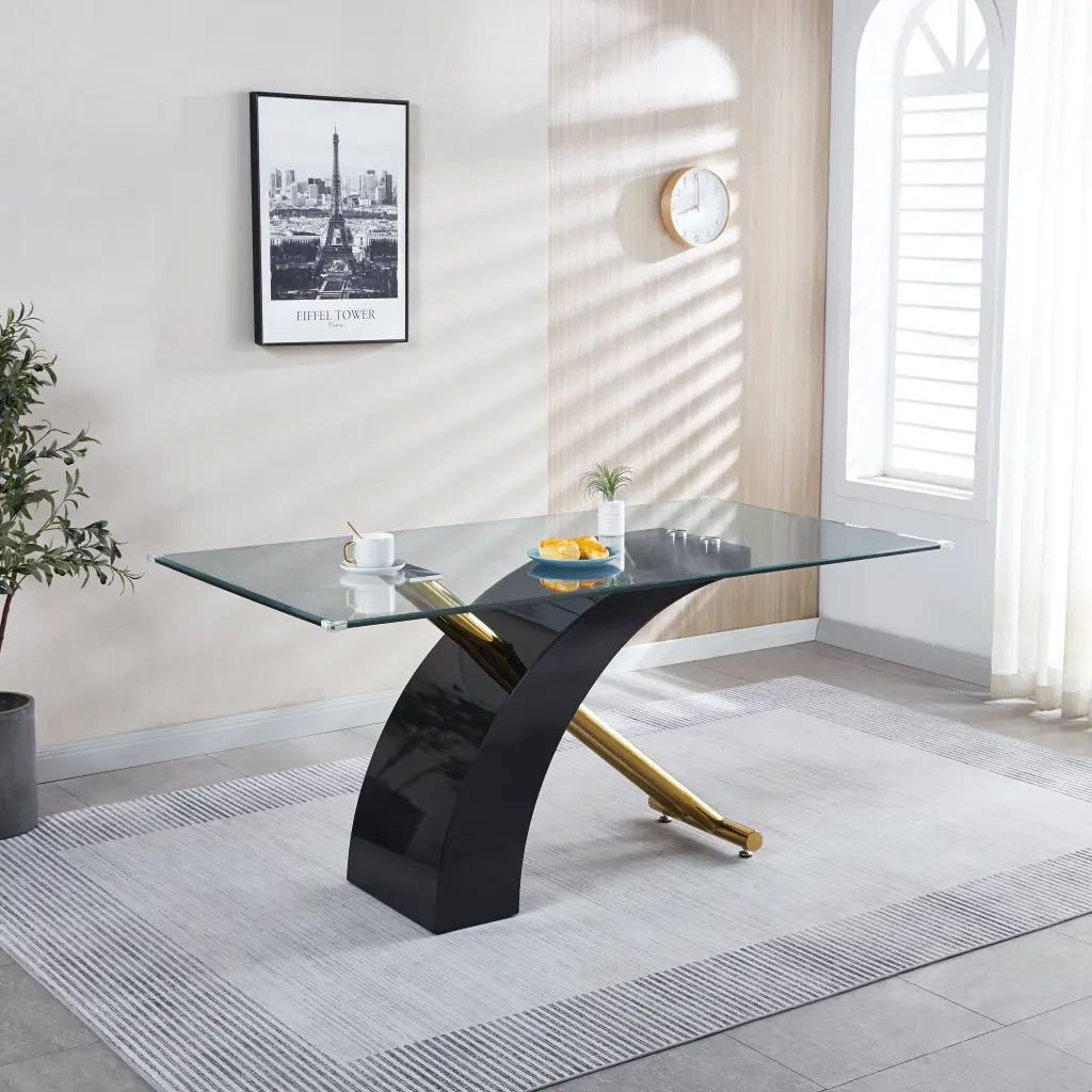 Chic Dining Room Table Premium Glass Top Modern Design Dining Table w1311 artisan furniture