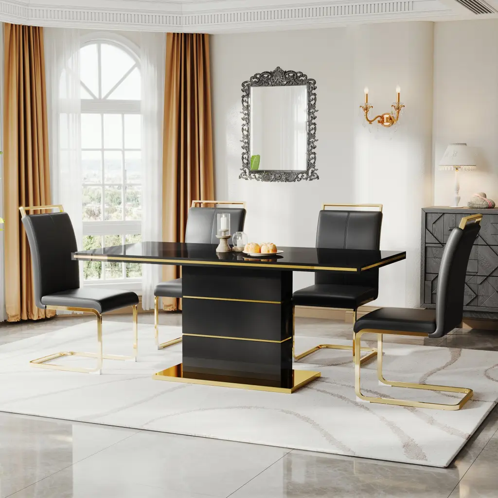 MDF Dining Table Stainless Steel Sleek Gold Plated Bar - Modern Kitchen Table w1311 artisan furniture