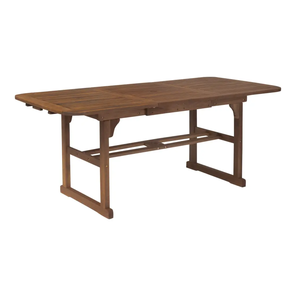 Modern Dark Brown Acacia Wood Slat Top Butterfly Outdoor Dining Table walker edison