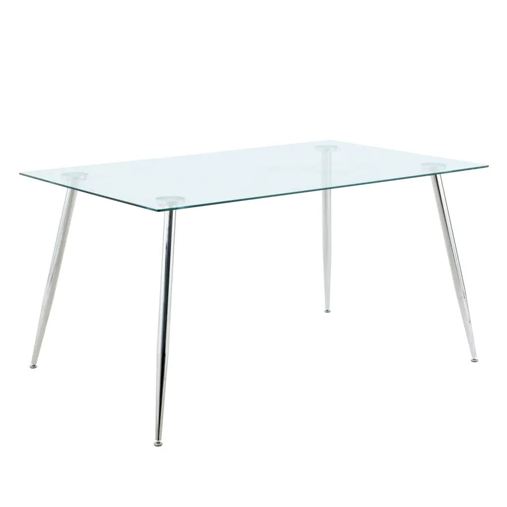 Modern 63 Inch Rectangular Tempered Glass Kitchen Dining Table youngmagic