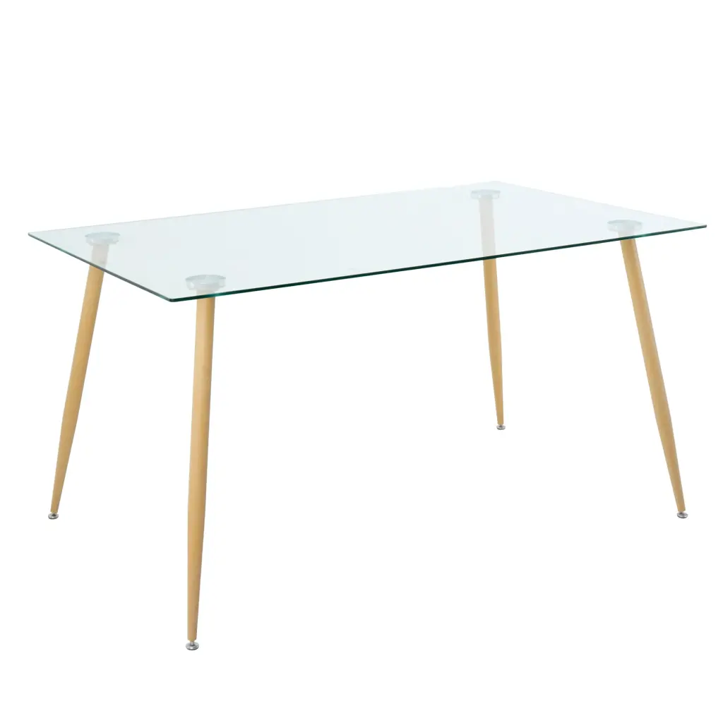 Modern Kitchen Glass Dining Table 63 Inch Rectangular Tempered Glass Table Top youngmagic