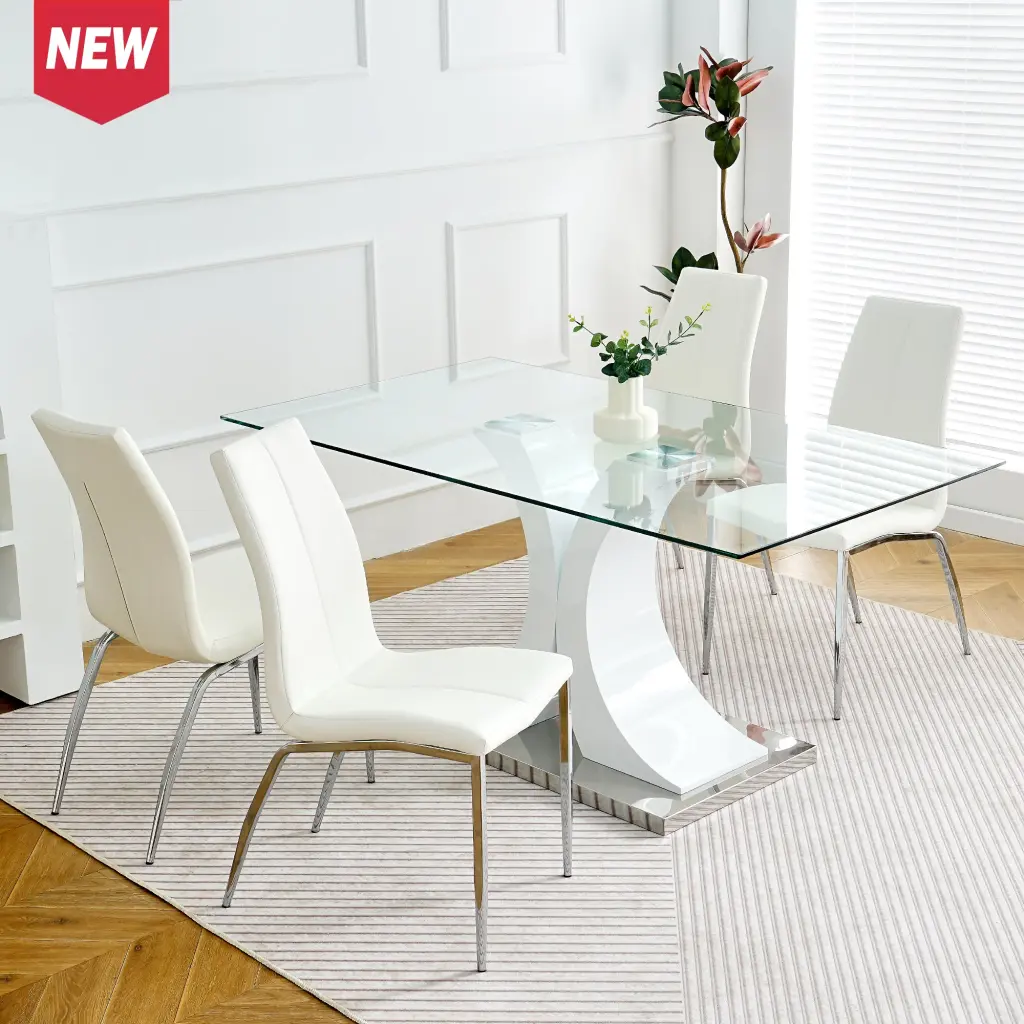 Modern Style Glass Table Elegant Transparent Design Long-lasting Substantial Dining Table youngmagic