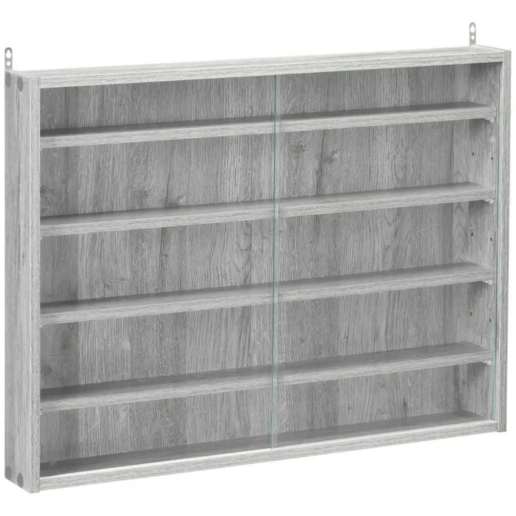 5 Tier Presentation Cabinet Glass Case 2 Doors Adjustable Shelves aosom business