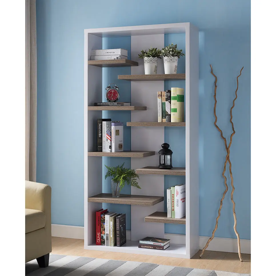 Mid Century Open Back Presentation Cabinet 8 Shelves Modern Display Storage Unit id international- inc.