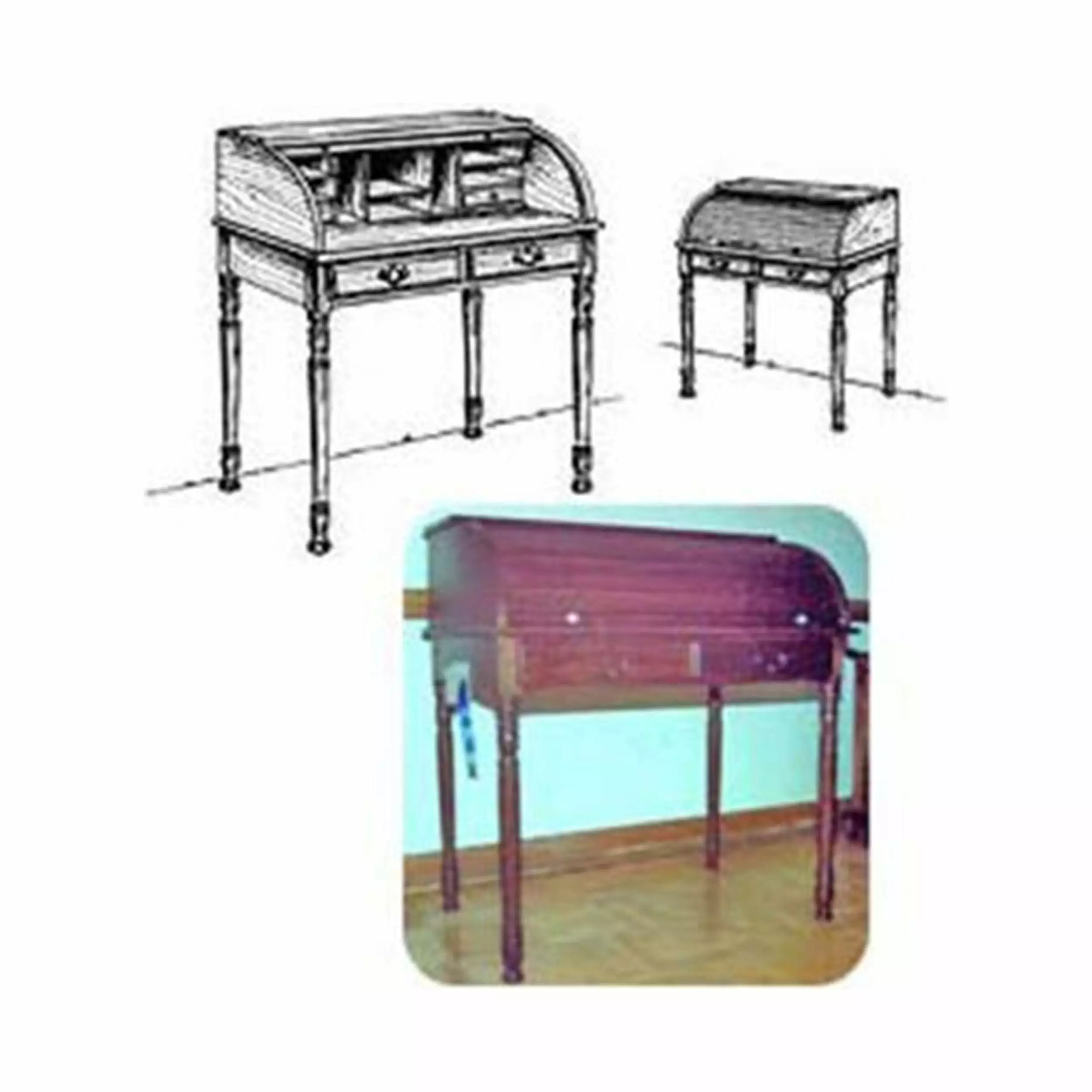 Woodcraft Project Paper Plan to Build Small Roll Top Desk - DIY Furniture Blueprint Home Office