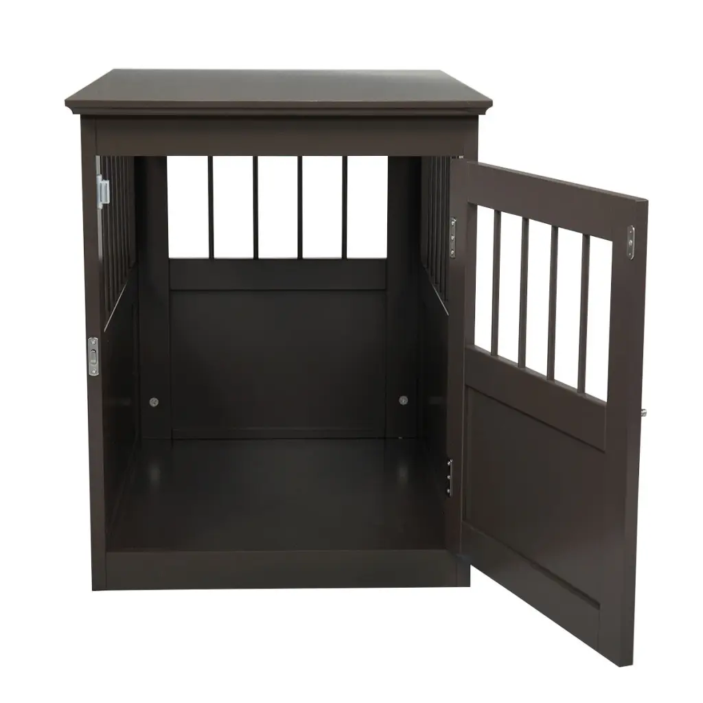 Wood Dog Crate Furniture End Table Crafted Dog Kennel Side Slats w2181