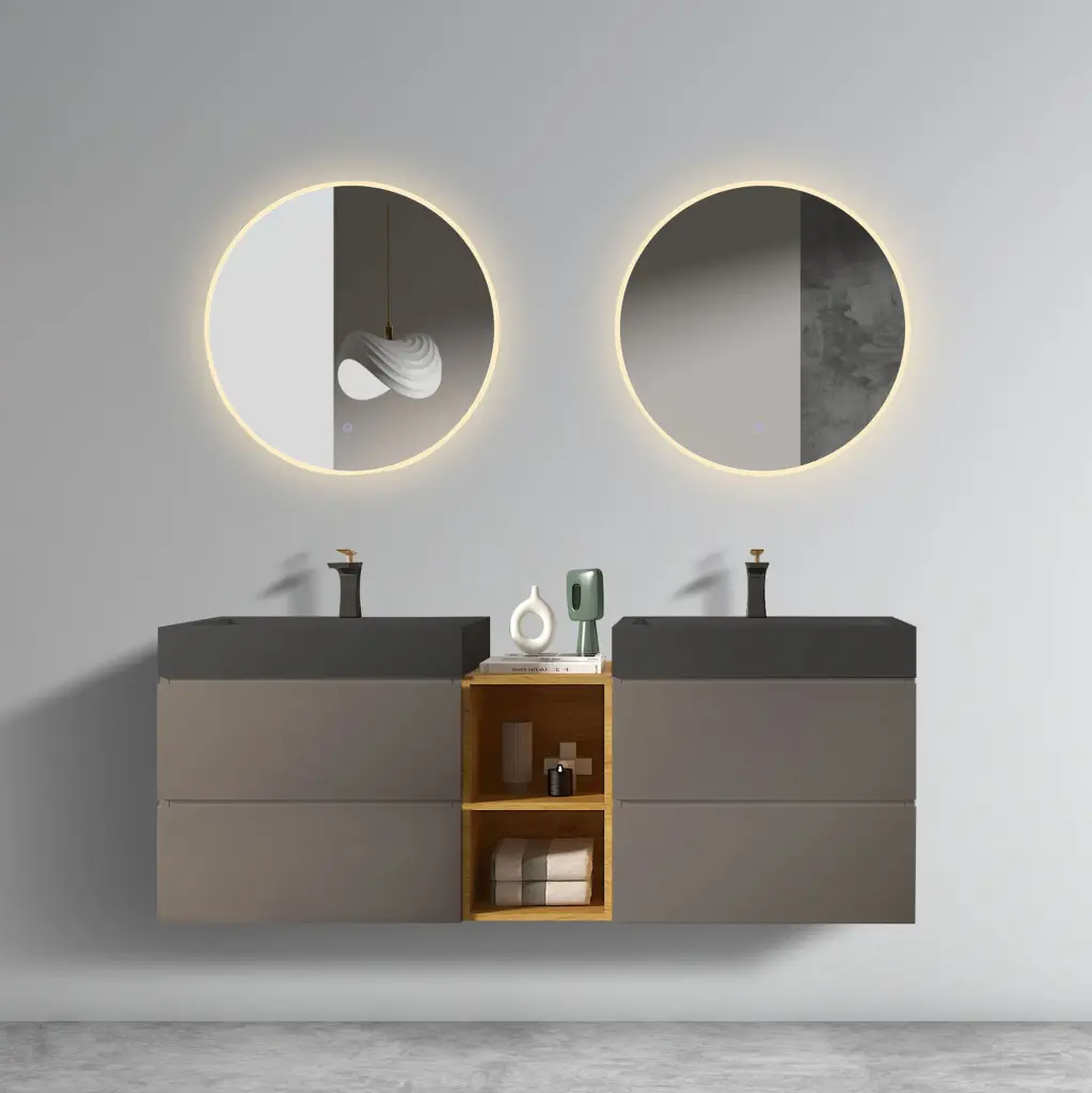 U095 Alice60W 102 Alice 60 Inch Space Grey Bathroom Vanity Double Sink abay home