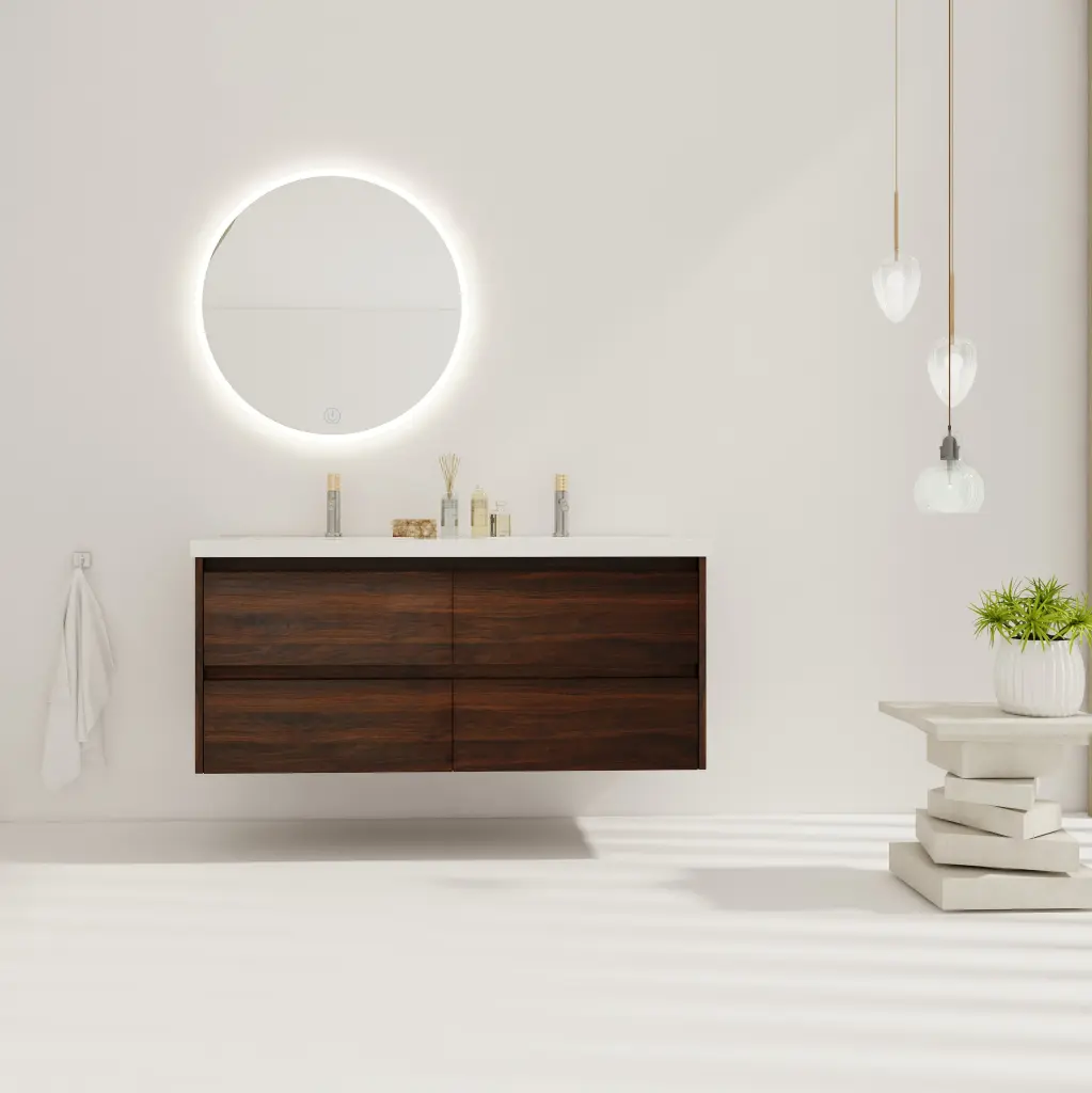 48 Inch Bathroom Vanity Dual Resin Sink and 4 Soft Close Drawers g-lemon