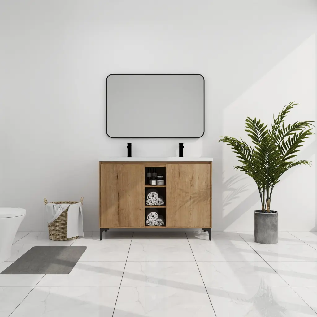 48 Inch Freestanding Bathroom Vanity Double Sink and Soft Closing Doors g-lemon