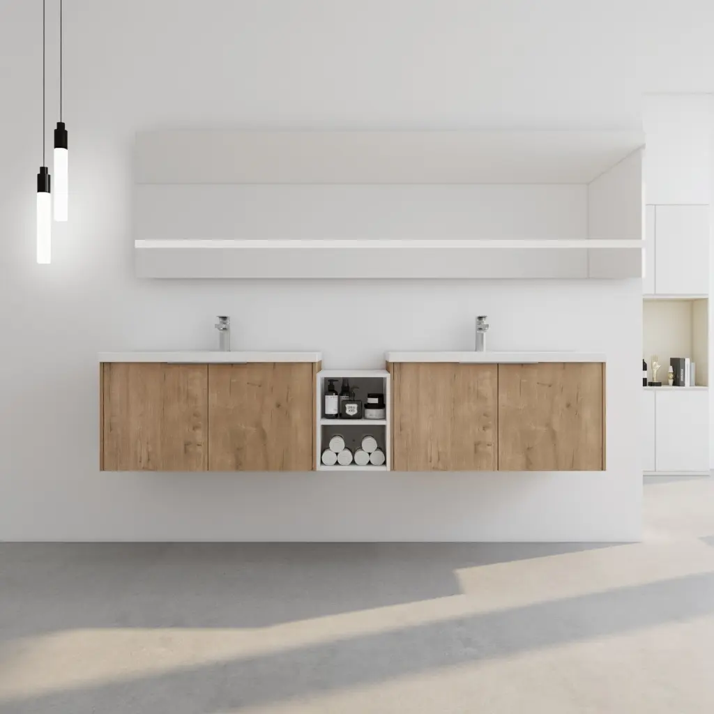 84 Inch Soft Close Doors Bathroom Vanity Sink Small Storage Space Modern Vanity Unit g-lemon