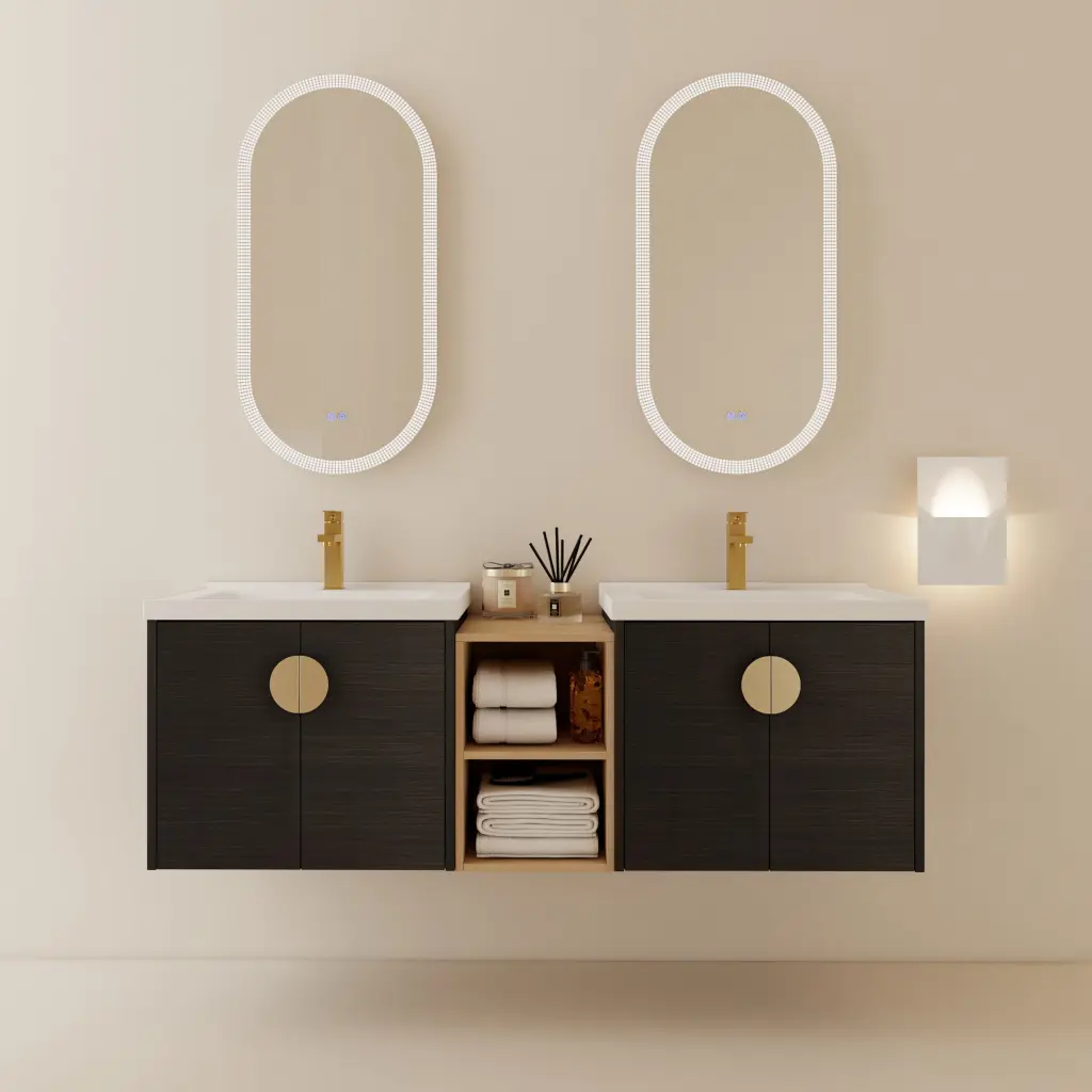 60 Inch Soft Close Doors Bathroom Vanity Sink And Small Storage g-lemon