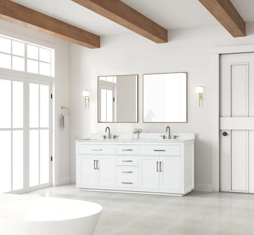 80 Inch Freestanding Modern Bathroom Vanity Double Sink rnb
