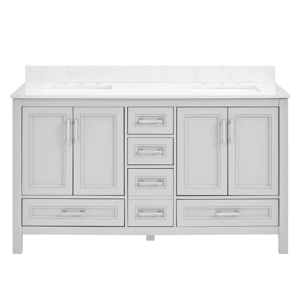 60 Inch Undermount Double Sinks Bathroom Storage Cabinet Engineered Stone Top w1059 dilusso