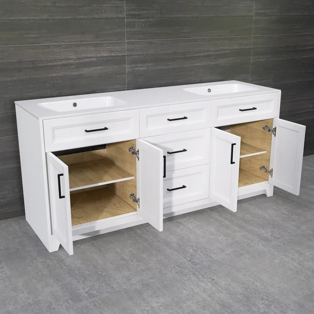 Solid Wood 72 Inch Bathroom Vanity Double Sink Combo Modern Vanity w995 bestgo