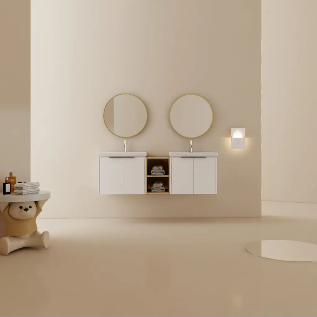 60 Inch Soft Close Bathroom Vanity Sink and Small Storage Cabinet g-lemon