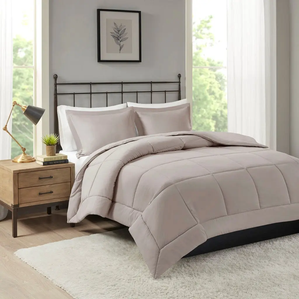 Microcell Down Alternative Easeer Mini Set King Taupe Microfiber jla
