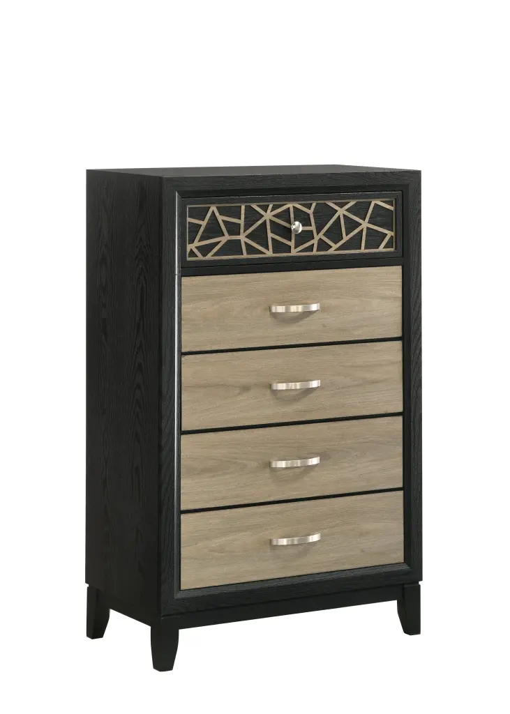 Selena Modern Contemporary Wood Chest Black and Natural galaxy home furnishings
