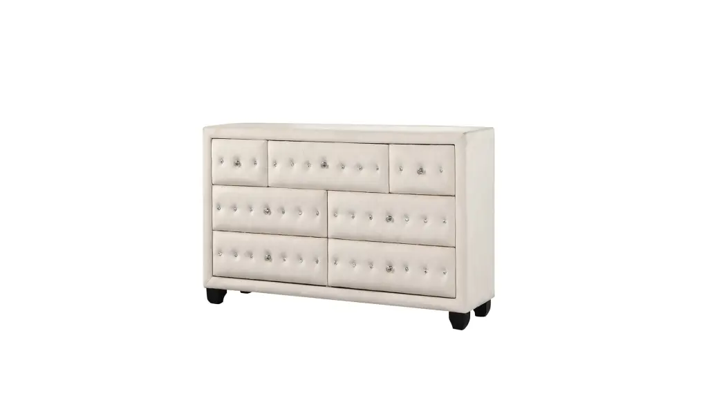 Sophia Modern Style Crystal Tufted Upholstery 5 Drawer Chest Finished galaxy home furnishings