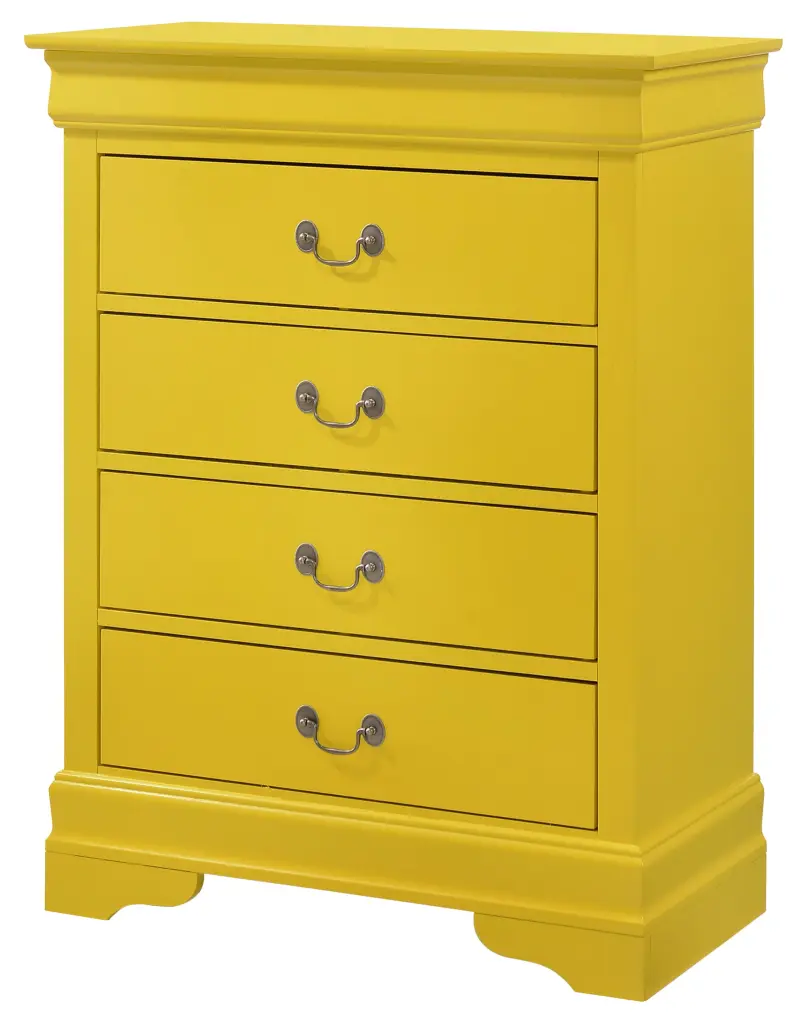 Louis Phillipe G3102 Bc 4 Drawer Chest Yellow Particle Board Bedroom Dresser glory furniture