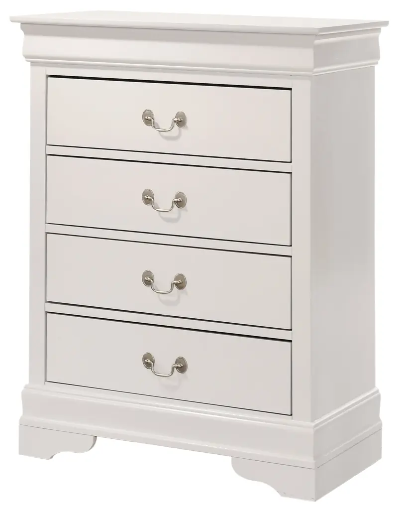 Louis Phillipe G3190 BC 4 Drawer Chest White Particle Board glory furniture